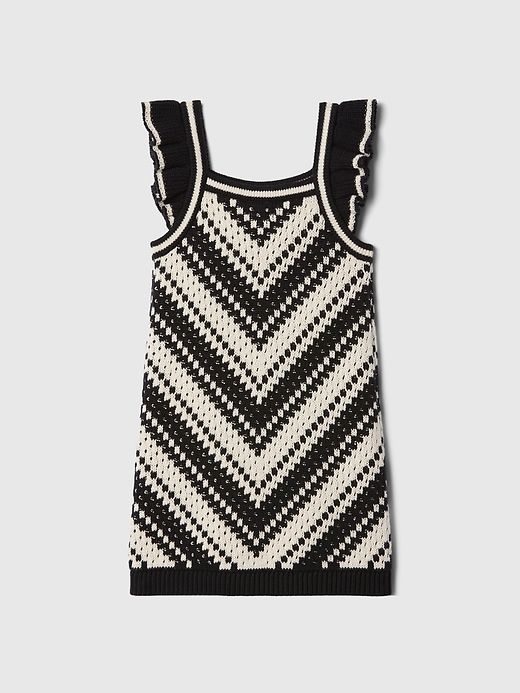 2 of 8 showing, with the color black white floral of product babyGap Crochet Sweater Dress