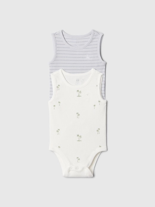 1 of 8 showing, with the color grey matter of product Baby First Favorites Ribbed Tank Bodysuit (2-Pack)