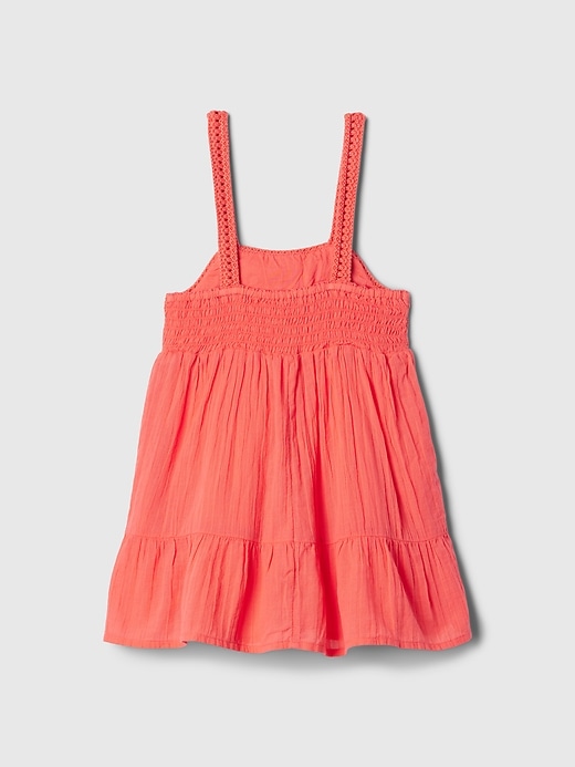 2 of 8 showing, with the color fire coral red of product Baby & Toddler Crochet Tank Dress