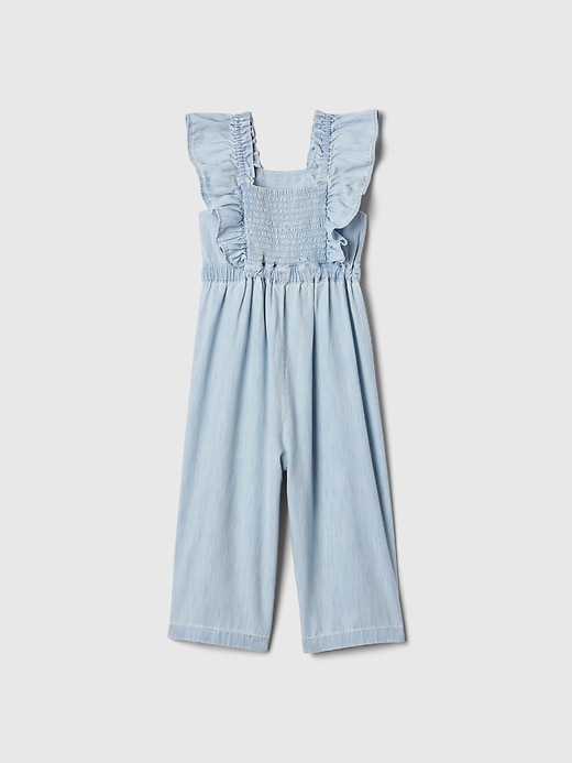 2 of 8 showing, with the color medium wash of product Baby & Toddler Flutter Denim Jumpsuit