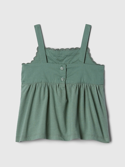 2 of 8 showing, with the color dark forest green of product Baby & Toddler Lace Tank Top