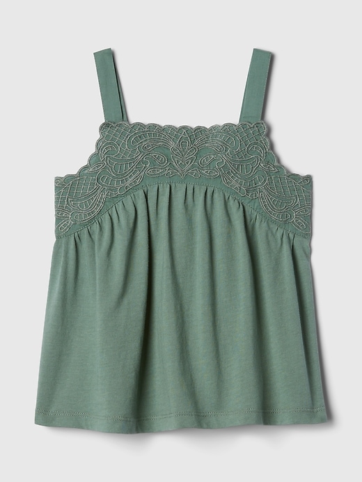 1 of 8 showing, with the color dark forest green of product Baby & Toddler Lace Tank Top