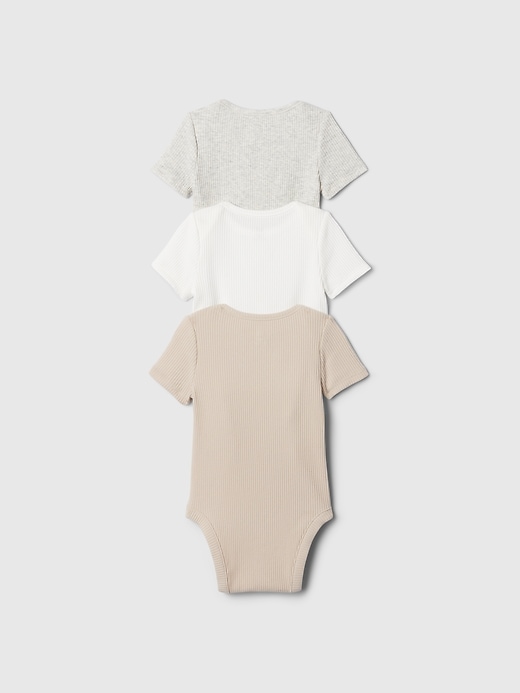 2 of 8 showing, with the color neutral beige of product Baby First Favorites TinyRib Bodysuit (3-Pack)
