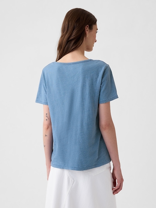 2 of 8 showing, with the color light blue indigo of product Vintage Indigo V-Neck T-Shirt