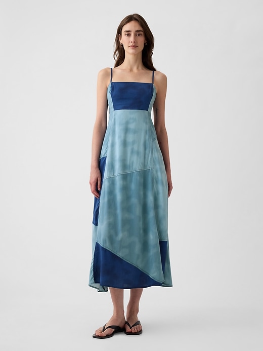 1 of 8 showing, with the color blue indigo multi of product Indigo Patchwork Maxi Dress
