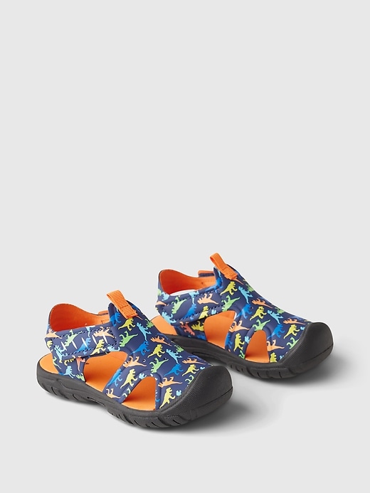 2 of 8 showing, with the color navy blue of product Toddler Dino Sandals