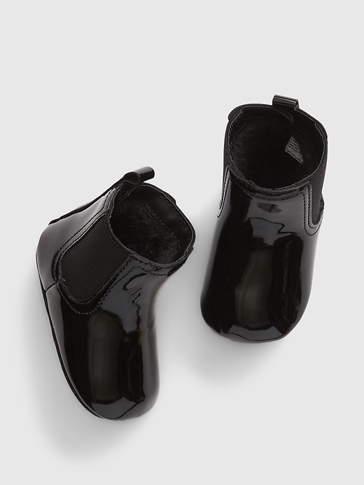 1 of 8 showing, with the color black of product Baby Patent Vegan Leather Chelsea Boots