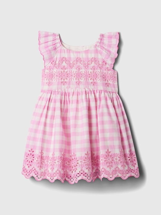 1 of 8 showing, with the color PINK GINGHAM of product Baby & Toddler Eyelet Dress