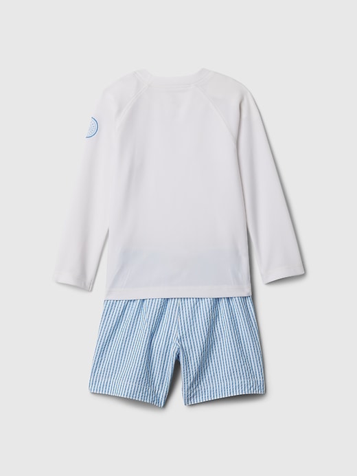 2 of 8 showing, with the color new off white of product Baby & Toddler Rash Guard Two-Piece