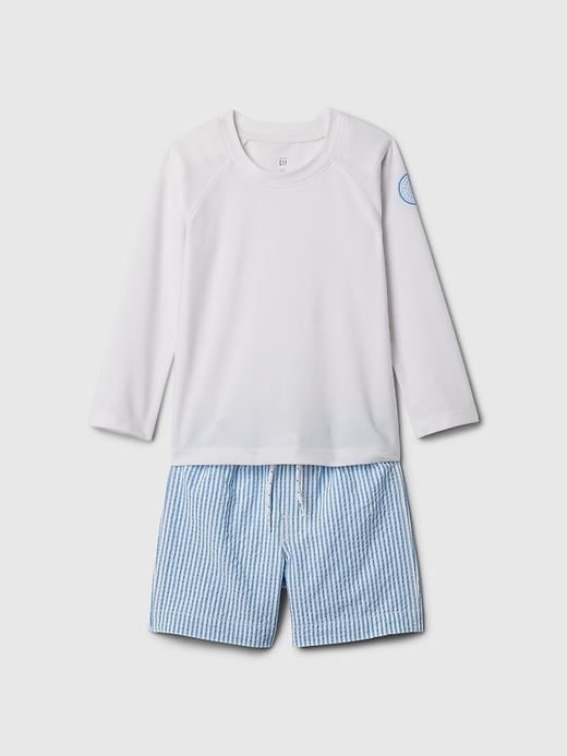 1 of 8 showing, with the color new off white of product Baby & Toddler Rash Guard Two-Piece