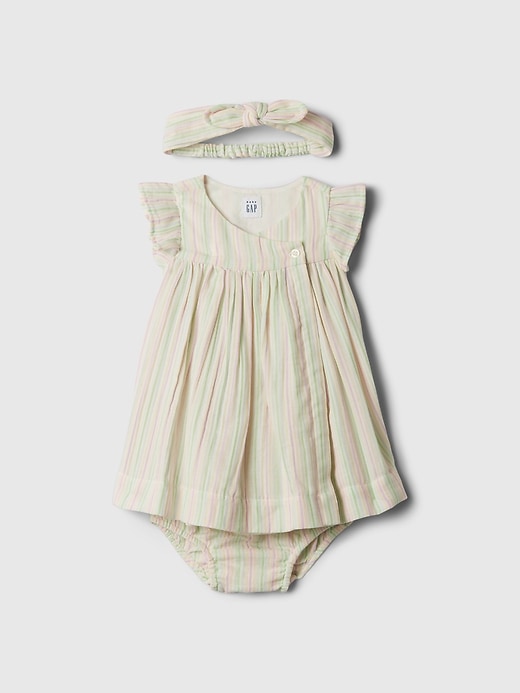 1 of 8 showing, with the color multi stripe of product Baby Crinkle Gauze Stripe Dress Set