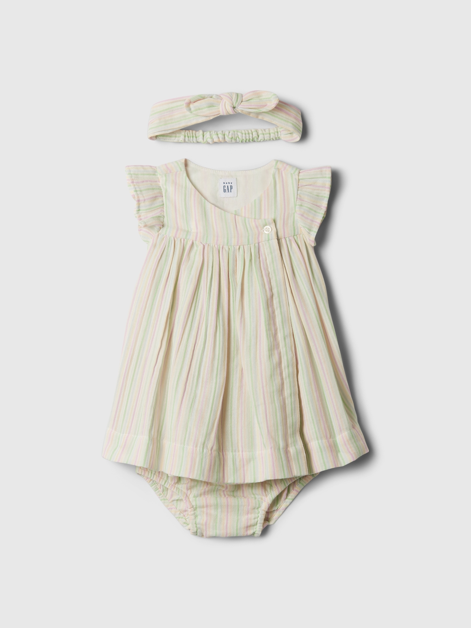 Baby Crinkle Gauze Stripe Dress Set