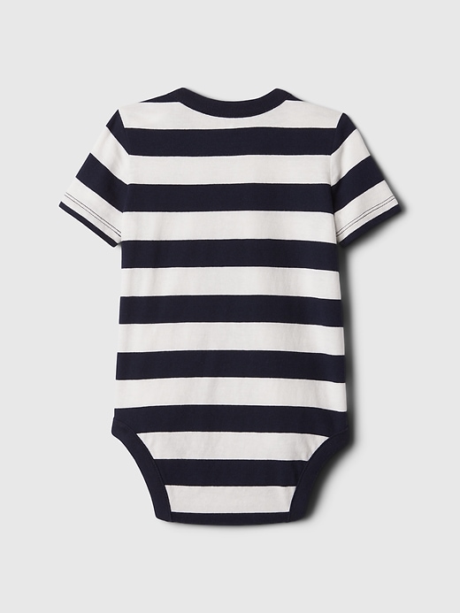 2 of 8 showing, with the color BLUE WHITE STRIPE of product Baby Mix & Match Pocket Bodysuit