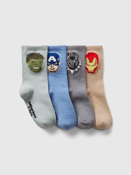 1 of 8 showing, with the color multi of product babyGap &#124 Marvel Superhero Crew Socks (4-Pack)