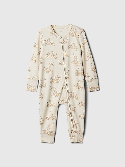 1 of 8 showing, with the color beige bear of product Baby Supima® Footless One-Piece