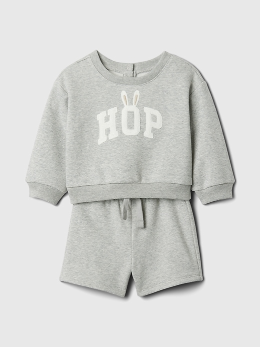 1 of 8 showing, with the color light heather grey of product Baby Sweatshirt Outfit Set