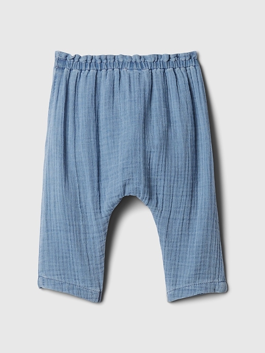 2 of 8 showing, with the color medium indigo of product Baby Crinkle Gauze Loose Pants