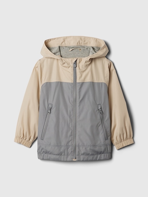 1 of 8 showing, with the color bedrock beige of product Baby & Toddler Jersey-Lined Windbreaker