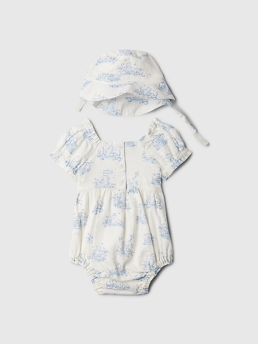 2 of 8 showing, with the color TOILE of product Baby Linen-Cotton Bubble Shorty One-Piece