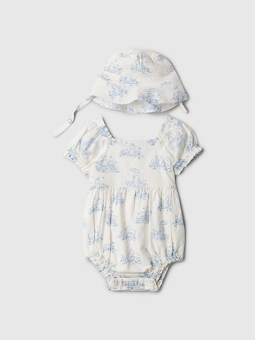 1 of 8 showing, with the color TOILE of product Baby Linen-Cotton Bubble Shorty One-Piece