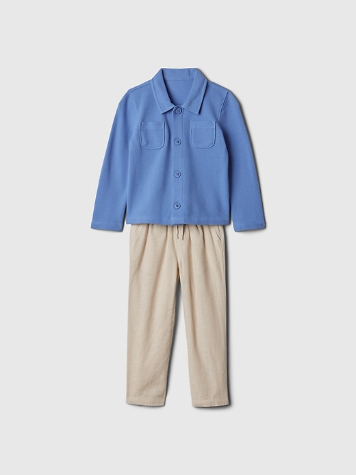1 of 8 showing, with the color cabana blue of product Baby & Toddler Two-Piece Outfit Set