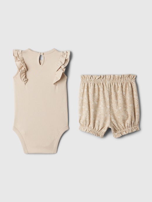 2 of 8 showing, with the color bedrock beige of product Baby Supima® Bodysuit Outfit Set