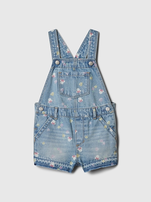 1 of 8 showing, with the color minnie adorable of product Gap × Disney Baby Denim Shortalls