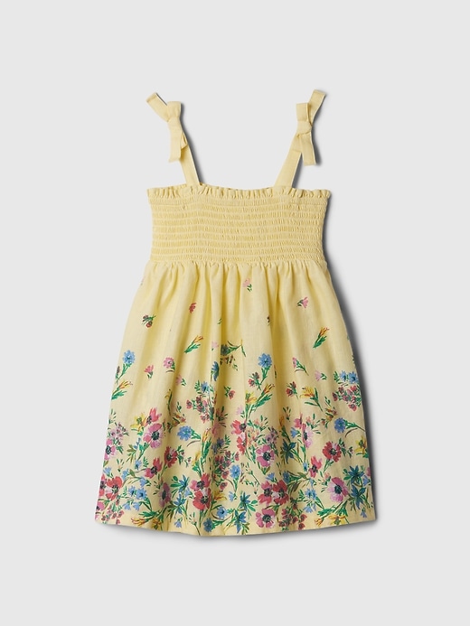 1 of 8 showing, with the color Maize yellow of product Baby & Toddler Linen-Cotton Smocked Dress
