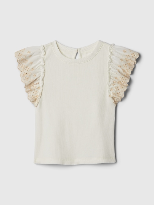 1 of 8 showing, with the color new off white of product Baby & Toddler Eyelet Rib T-Shirt