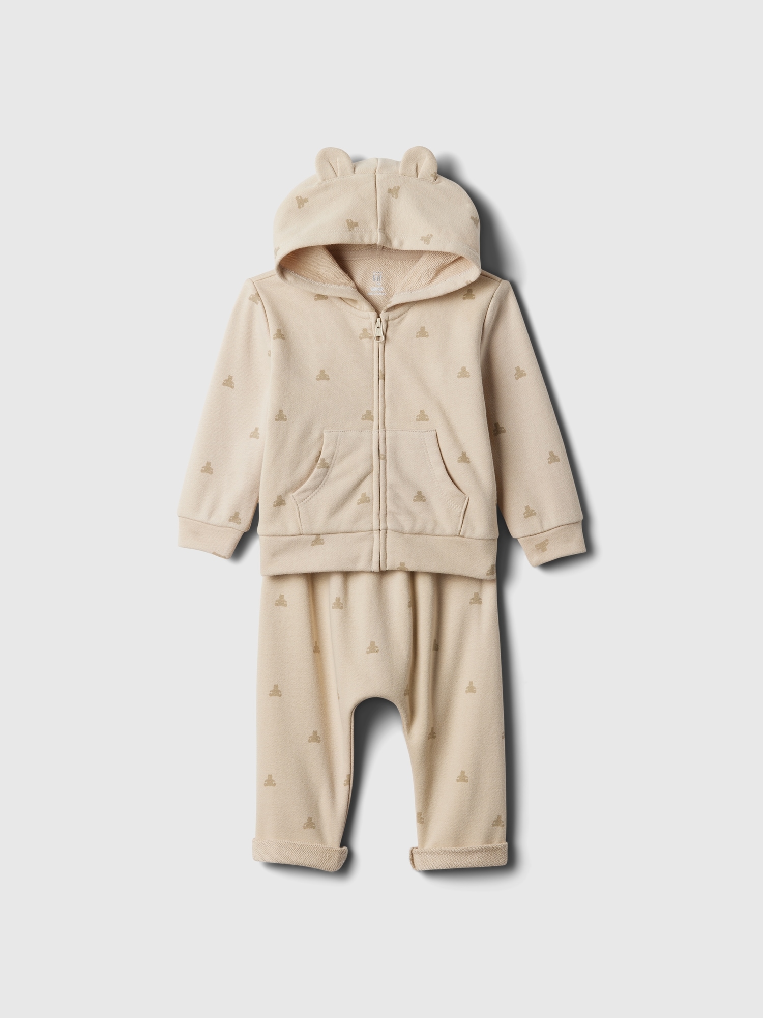 Baby 2-Piece Allover Flower Beige Set