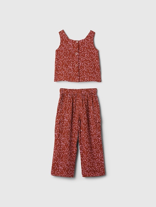 2 of 8 showing, with the color smoked paprika of product babyGap Crinkle Gauze Cargo Outfit Set