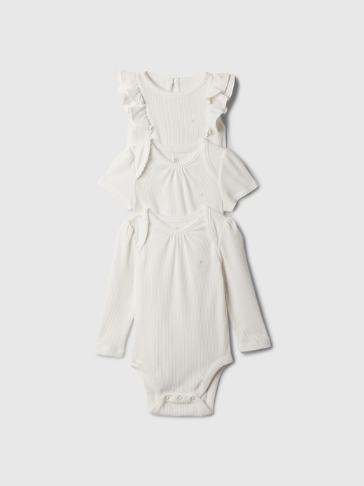1 of 8 showing, with the color New off white ruffle of product Baby First Favorites Bodysuit (3-Pack)