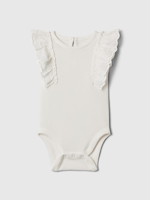 1 of 8 showing, with the color new off white of product Baby First Favorites Flutter Bodysuit