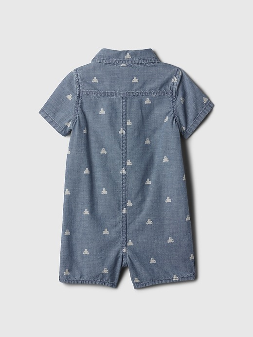 2 of 8 showing, with the color medium wash of product Baby Denim Shorty One-Piece