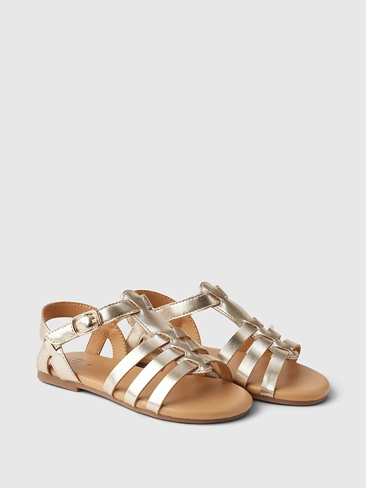 2 of 8 showing, with the color gold metallic of product Toddler Strap Sandals