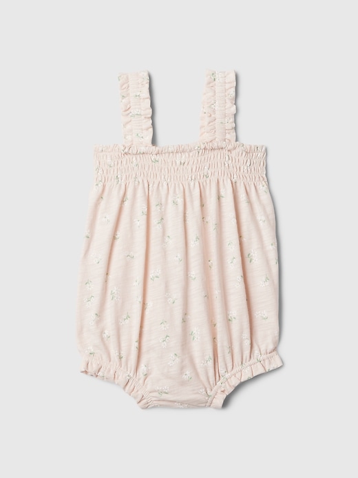 1 of 8 showing, with the color BARELY PINK of product Baby Smocked Shorty One-Piece
