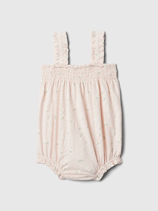 2 of 8 showing, with the color BARELY PINK of product Baby Smocked Shorty One-Piece