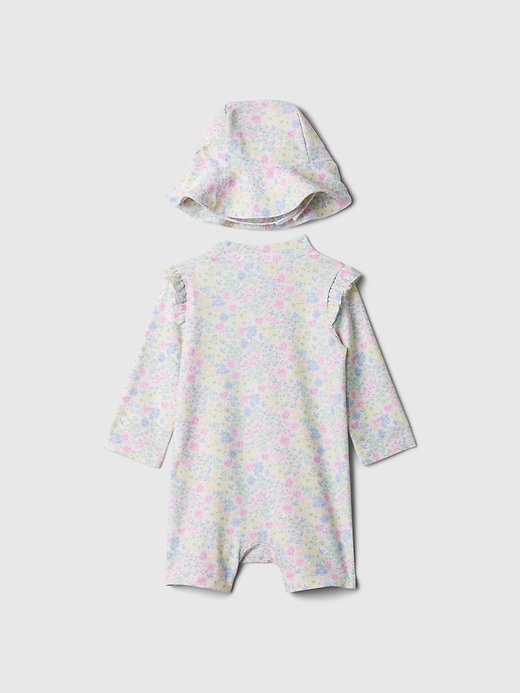 2 of 8 showing, with the color multi floral of product Baby Rash Guard Swim Set