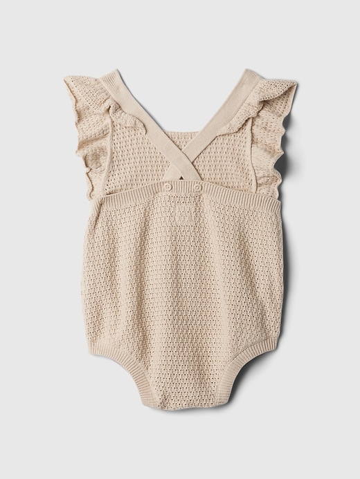 2 of 8 showing, with the color bedrock beige of product Baby Crochet Shorty One-Piece