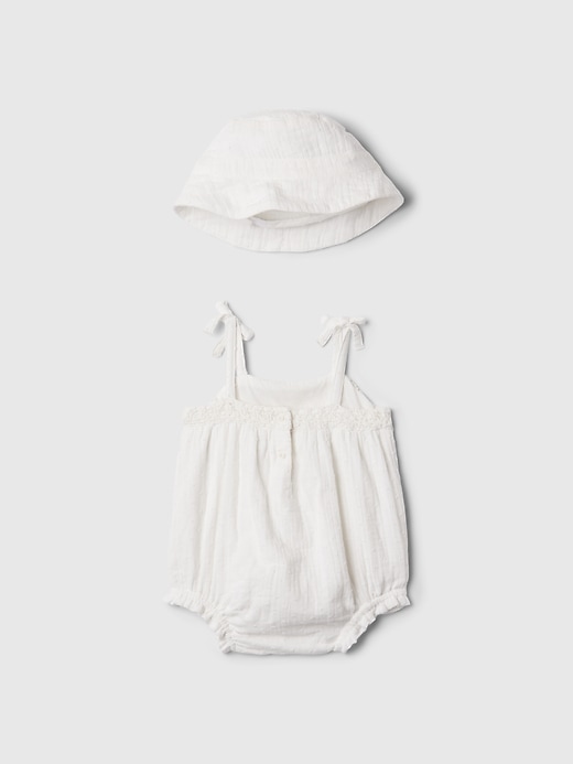 2 of 8 showing, with the color swiss dot white of product Baby Crinkle Gauze Bubble One-Piece