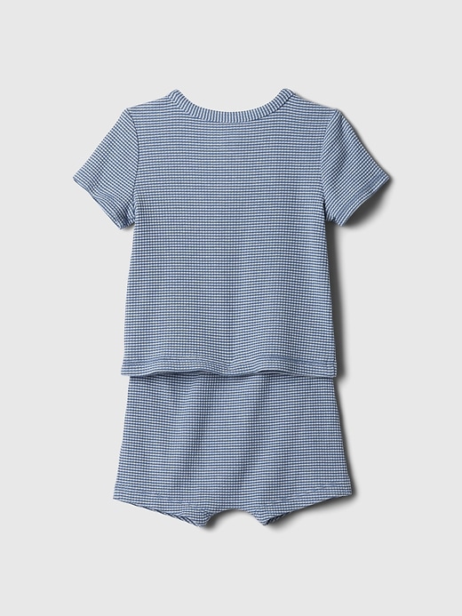 2 of 8 showing, with the color blue stripe of product Baby Rib Outfit Set