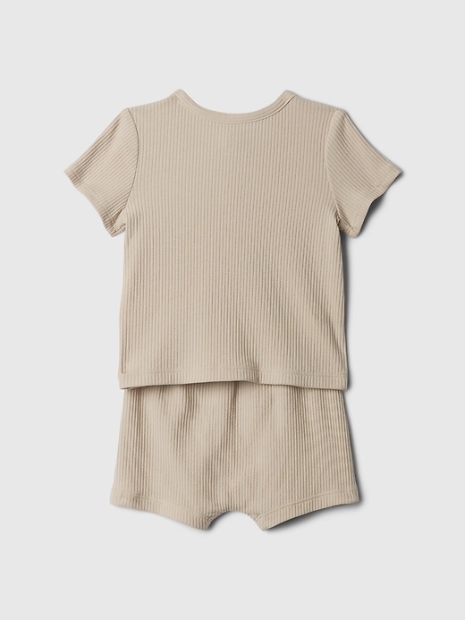 2 of 8 showing, with the color bedrock beige of product Baby Rib Outfit Set