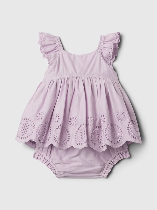 2 of 8 showing, with the color orchid petal of product Baby Eyelet Outfit Set
