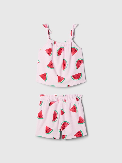 2 of 8 showing, with the color watermelon pink of product babyGap French Terry Outfit Set