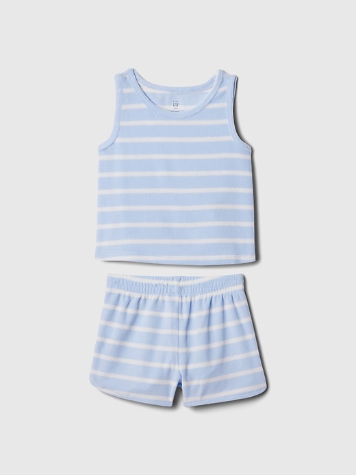 2 of 8 showing, with the color bicoastal blue of product Baby & Toddler Recycled Towel Terry PJ Shorts Set