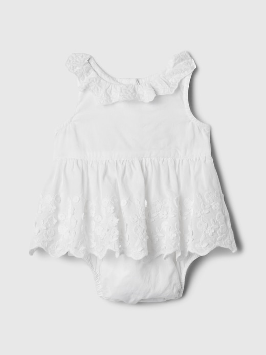 1 of 8 showing, with the color white of product Baby Eyelet One-Piece