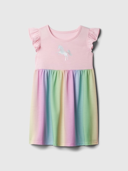 1 of 8 showing, with the color old school pink of product Baby & Toddler Unicorn Recycled PJ Dress