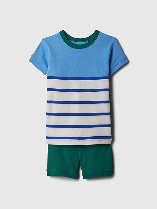 1 of 8 showing, with the color SPRING STRIPE BLUE of product Baby & Toddler Organic Cotton Short PJ Set