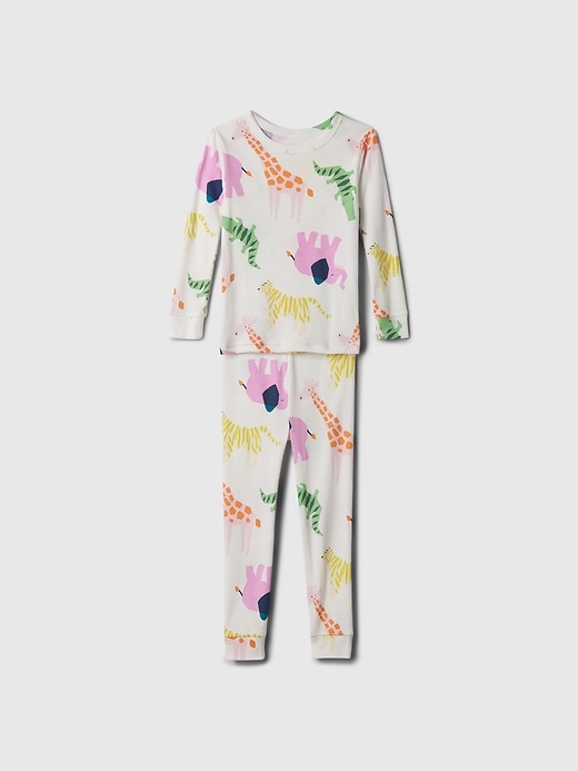 1 of 8 showing, with the color PINK GIRAFFE of product Baby & Toddler Organic Cotton Print PJ Set