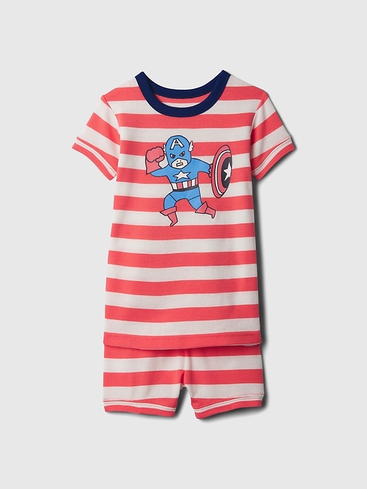 1 of 8 showing, with the color fire coral of product babyGap &#124 Marvel Organic Cotton PJ Set